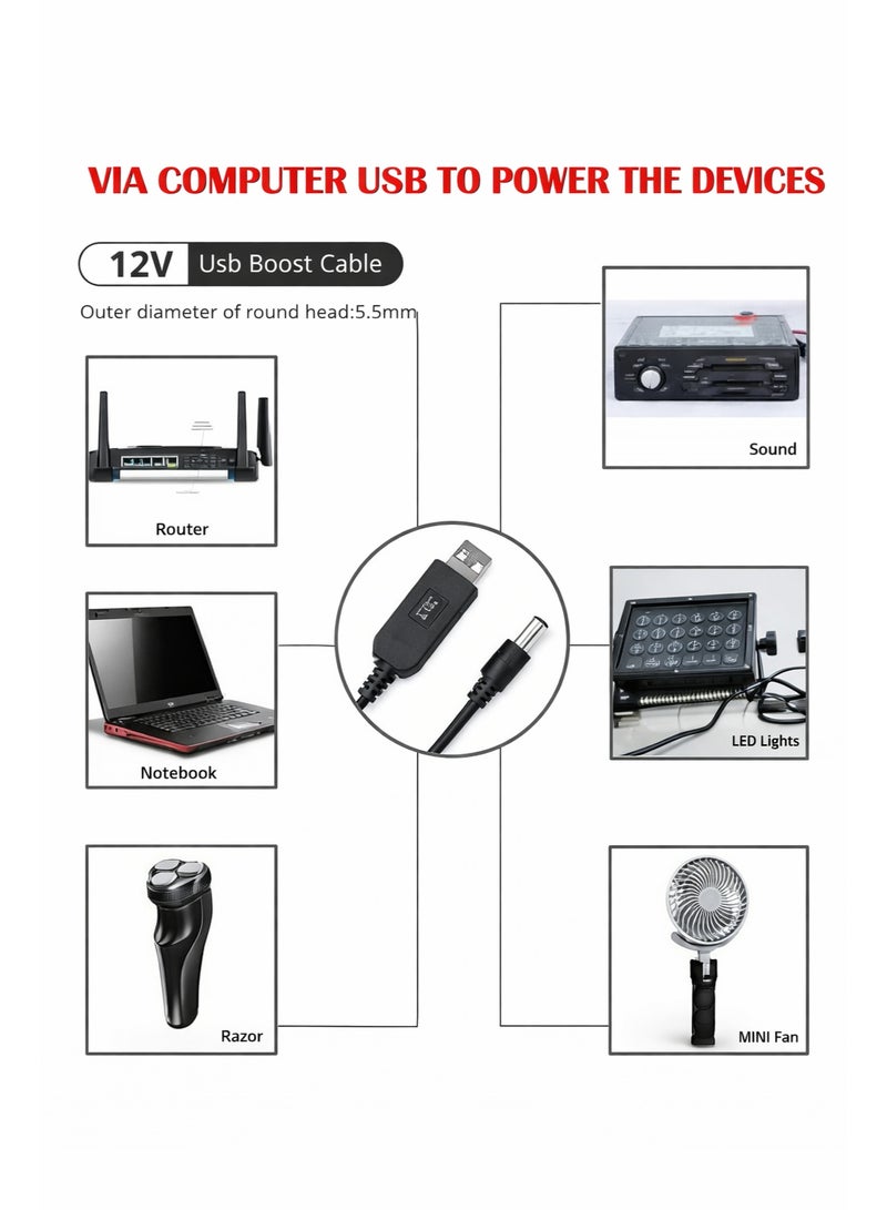 USB Boost Line Power Supply DC 5V To DC 12V Power Line 1A Power Cord Output Cable | HighEnd | For Router - Image 3